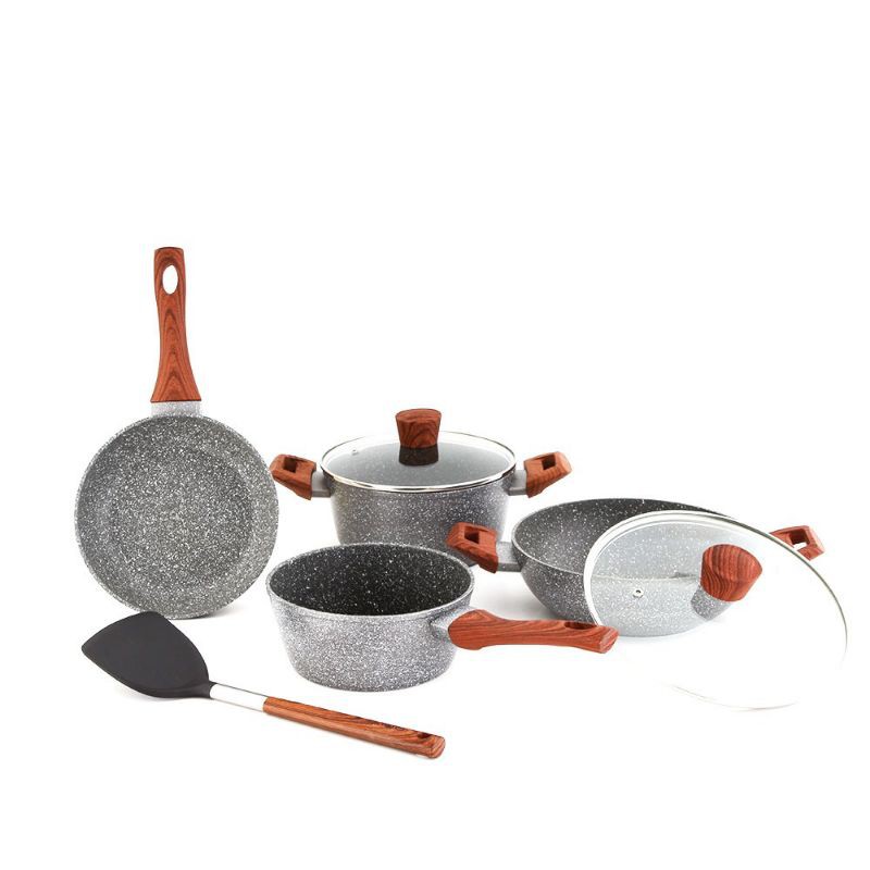 cypruz marble cookware set of 7 pcs/panci set marble coating
