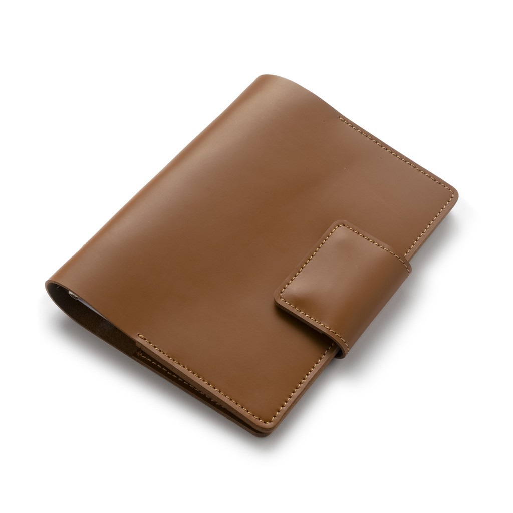 binder kulit asli A5 agenda ring loose leaf warna tan - PHBD1007