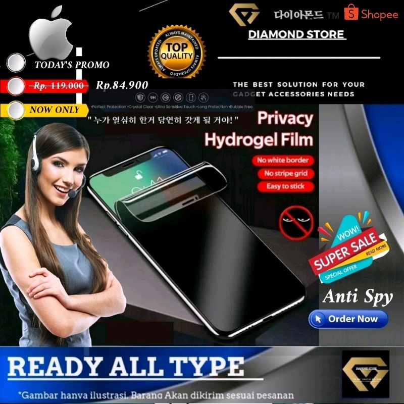 IPHONE HIDROGEL PRIVACY ANTI SPY SCREEN PROTECTOR HYDROGEL 5s 6 7 8 SE 2020 6+ 7+ 8+ X XS MAX XR 11 PRO MAX 12 13 MINI 14 PRO MAX