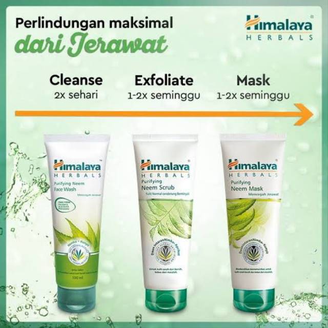 Himalaya Paket Purifying Neem Face Wash, Neem Face Scrub Dan Neem Face Mask 50ml