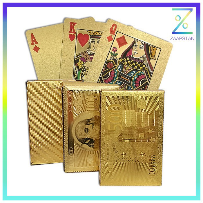 Kartu Remi Poker Lapisan Gold Foil Motif Dollar - THKK9273A - Golden