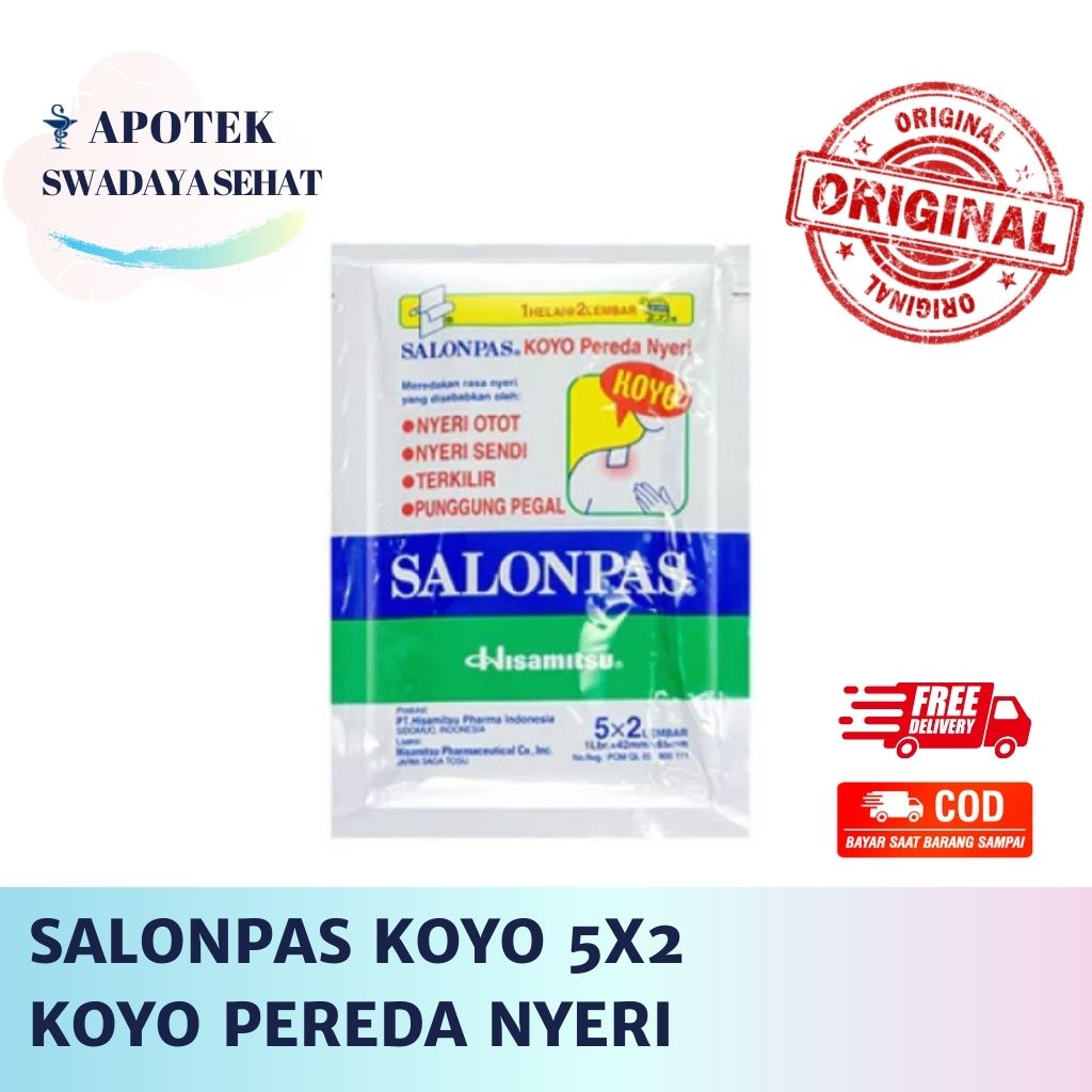 SALONPAS KOYO 5 x 2 Sachet Putih Merah Hot Hitam Extra Hot Varian- Pereda Nyeri Otot Sakit Leher Sendi Pegal Terkilir Koyo