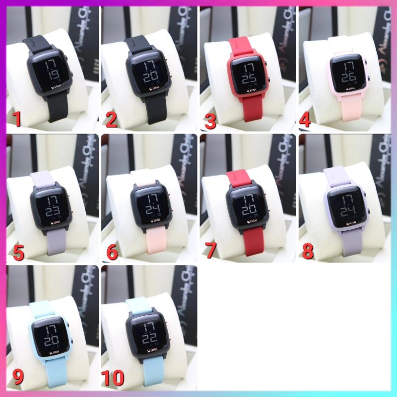 ORIGINAL GARANSI RESMI 1 TAHUN JAM TANGAN WANITA ALEXANDRE CHRISTIE DIGITAL RUBBER STRAP ARLOJI WATC