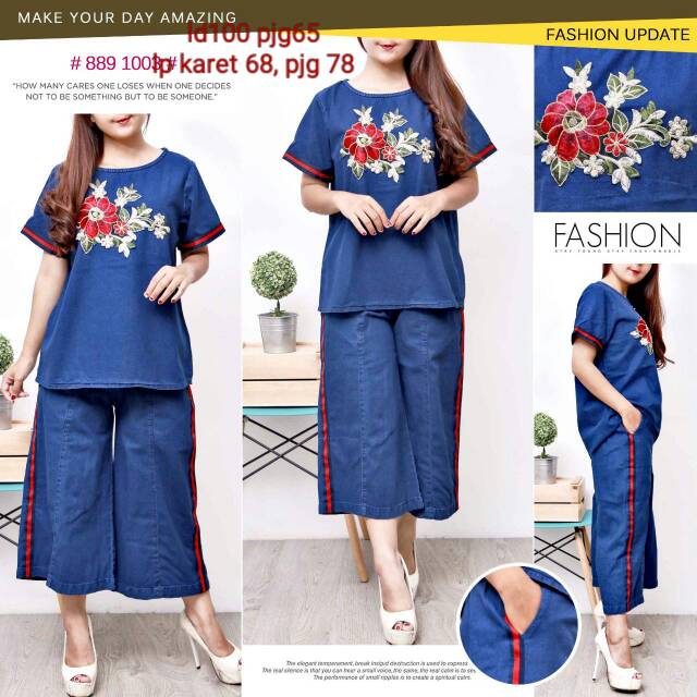 SETELAN JEANS / BAJU MUSLIM / KULOT JEANS / TUNIK JEANS / BAJU MUSLIM