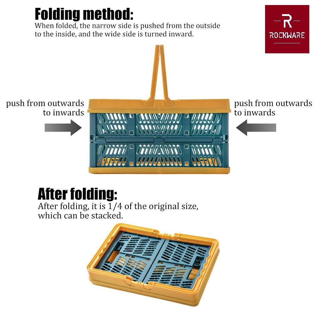 ROCKWARE Keranjang Belanja Pasar Supermarket Bisa Dilipat Japan Style