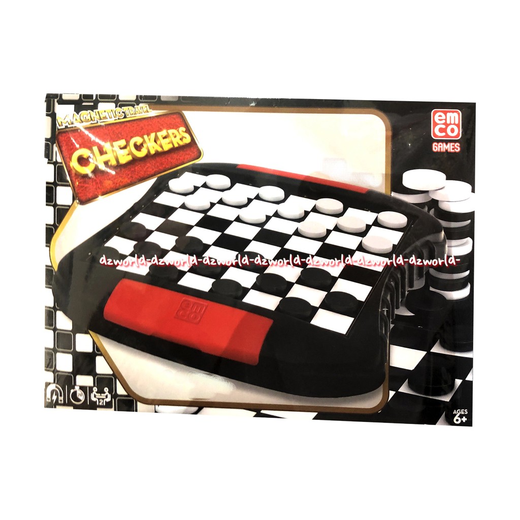 Emco Checkers Board Permainan Tic Tac Hitam Putih Dengan Papan