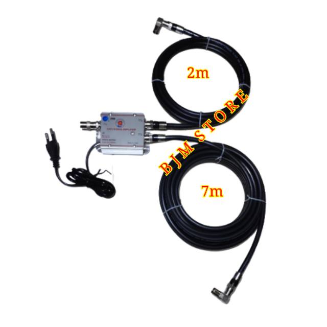 PAKET KABEL ANTENA TV PARALEL 2 TV + BOOSTER - SIAP PAKAI( 2 M + 7 M )