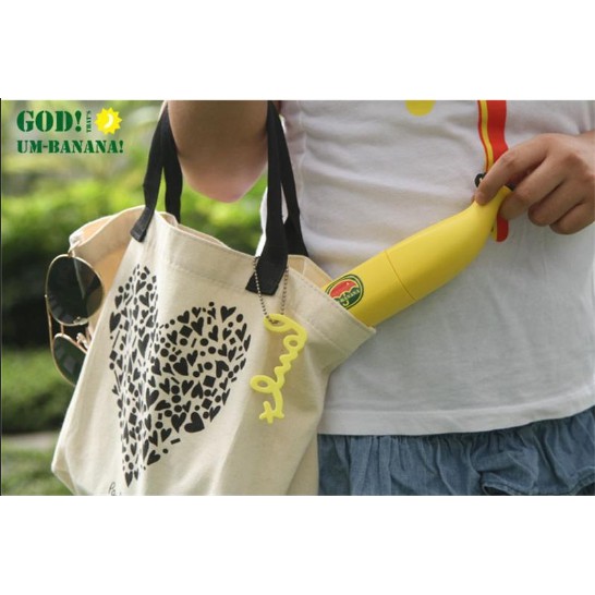 PAYUNG LIPAT BUAH PISANG POLOS PREMIUM MODEL UNIK BENTUK BANANA PORTABLE KADO MINI