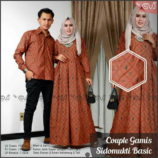 Couple Gamis Sidomukti Basic ORI SVJ couple batik sarimbit dress batik + kemeja batik seragam batik