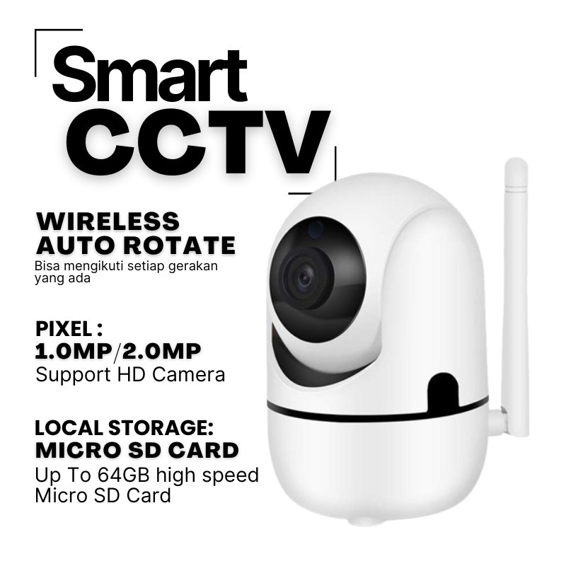 Smart CCTV 360 Smart IP Camera CCTV WIFI Night Vision Pan Tilt + 32GB CCTV Rumah