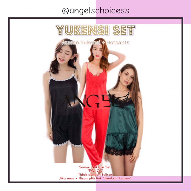 YUKENSI SET WANITA SATIN DASTER SEXY YUKENSIDRESS BAJUTIDUR SEXY ATASAN YUKENSI
