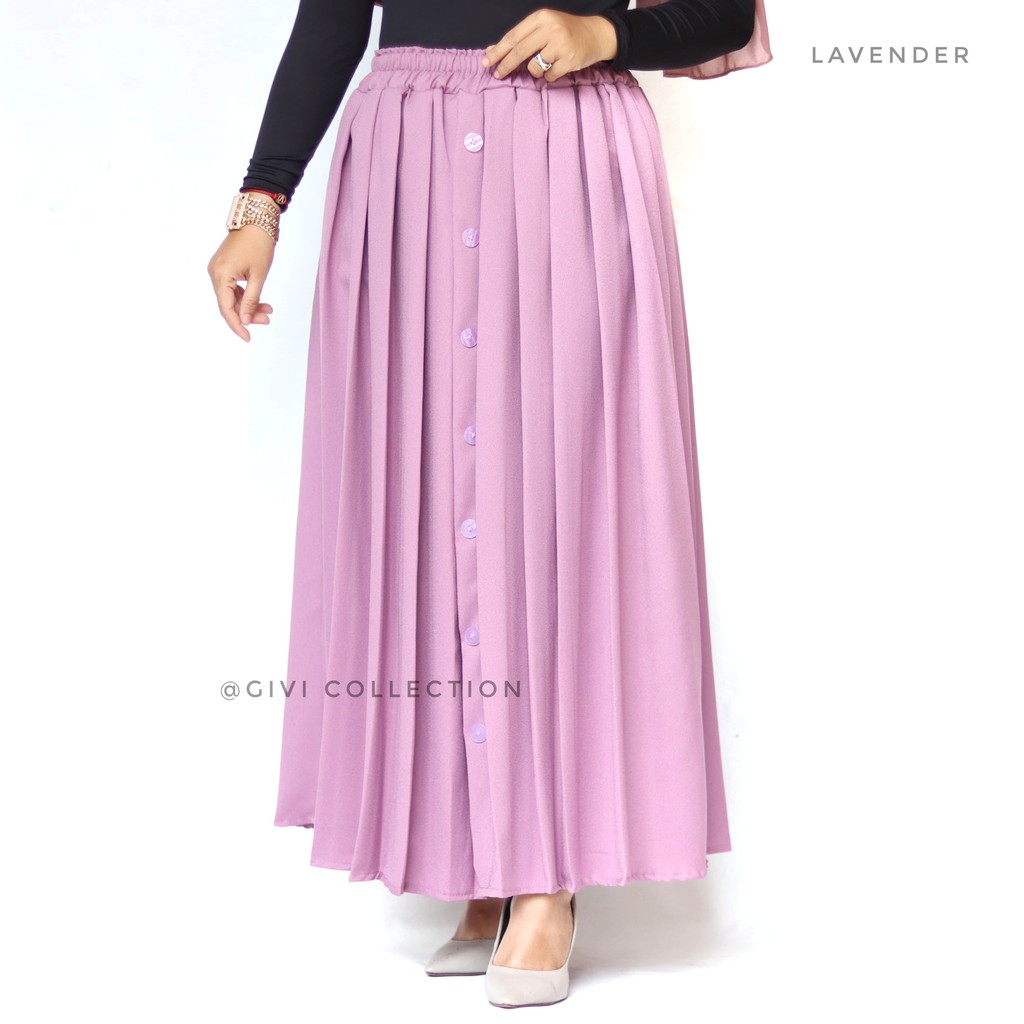 rok rempel kancing | Rok payung rempel full depan belakang | rok payung moscrepe | rok muslimah-lavender
