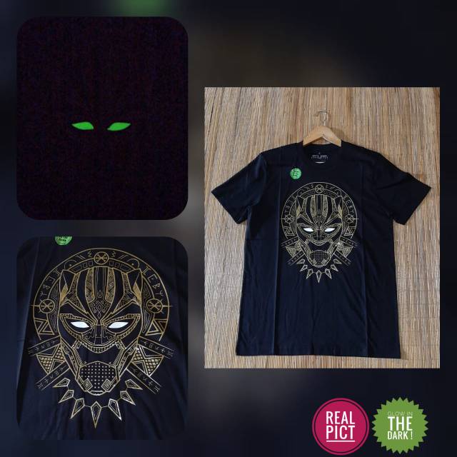 KAOS SUPERHERO AZURA BLACK PANTHER GLOW IN THE DARK