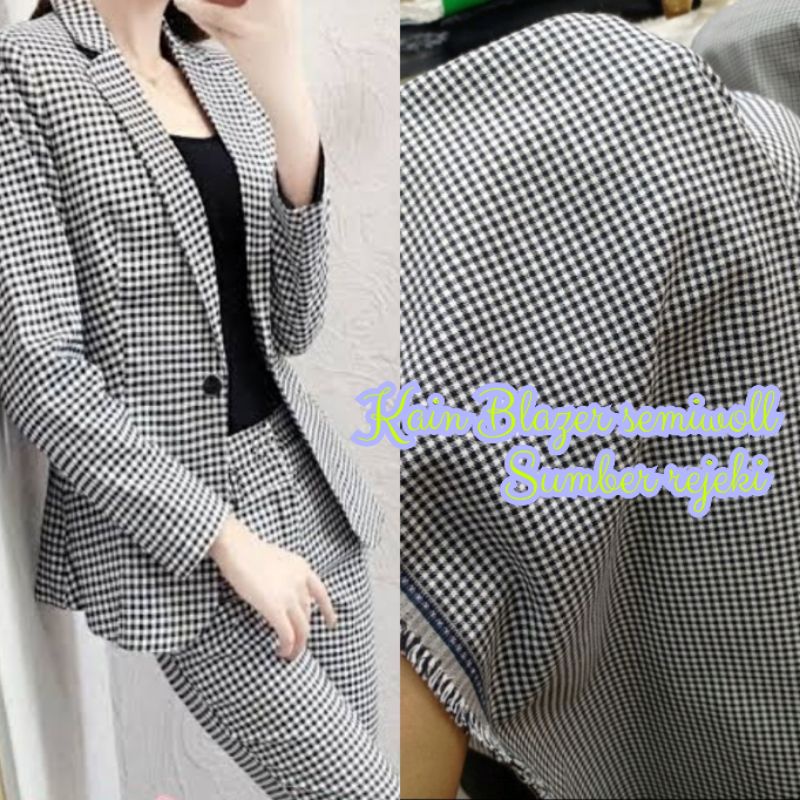 Bahan blazer kotak_kain blazer semiwool_bahan blazer.kain blazer motif terbaru