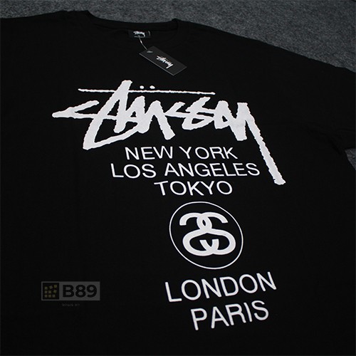KAOS STUSSY WORLD TOUR GLOBAL TEE ORIGINAL - BLACK