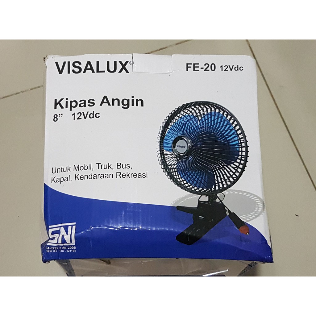 Kipas Angin DC jepit 8 inch Visalux Aki Mobil 12VDC FE20-12VDC + clip