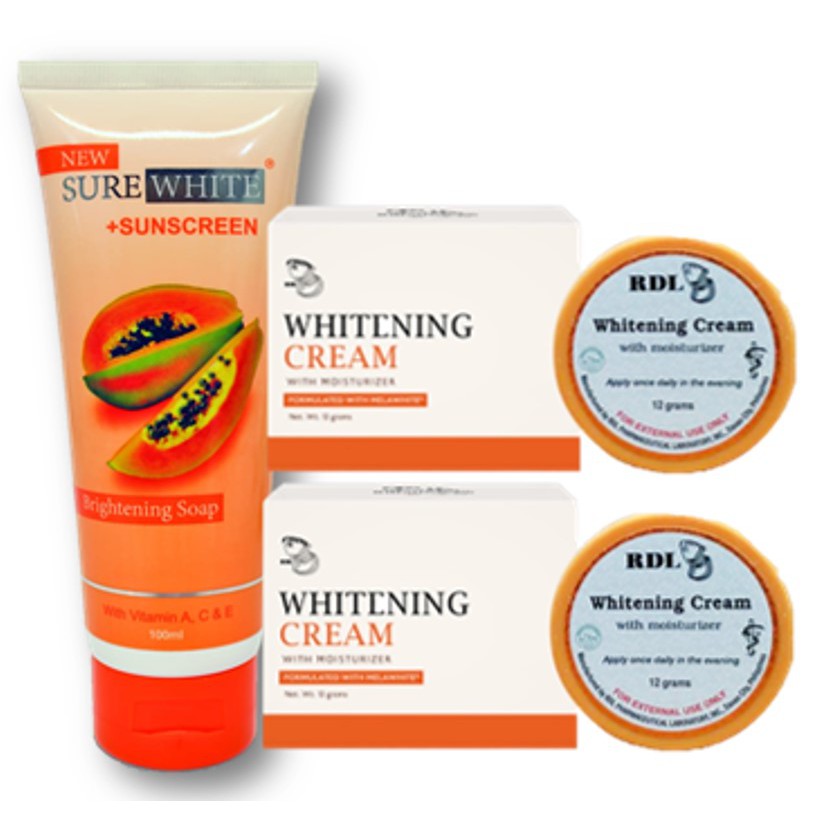 SUREWHITE FACIAL FOAM PAPAYA (1 PCS) - RDL WHITENING CREAM (2 PCS)