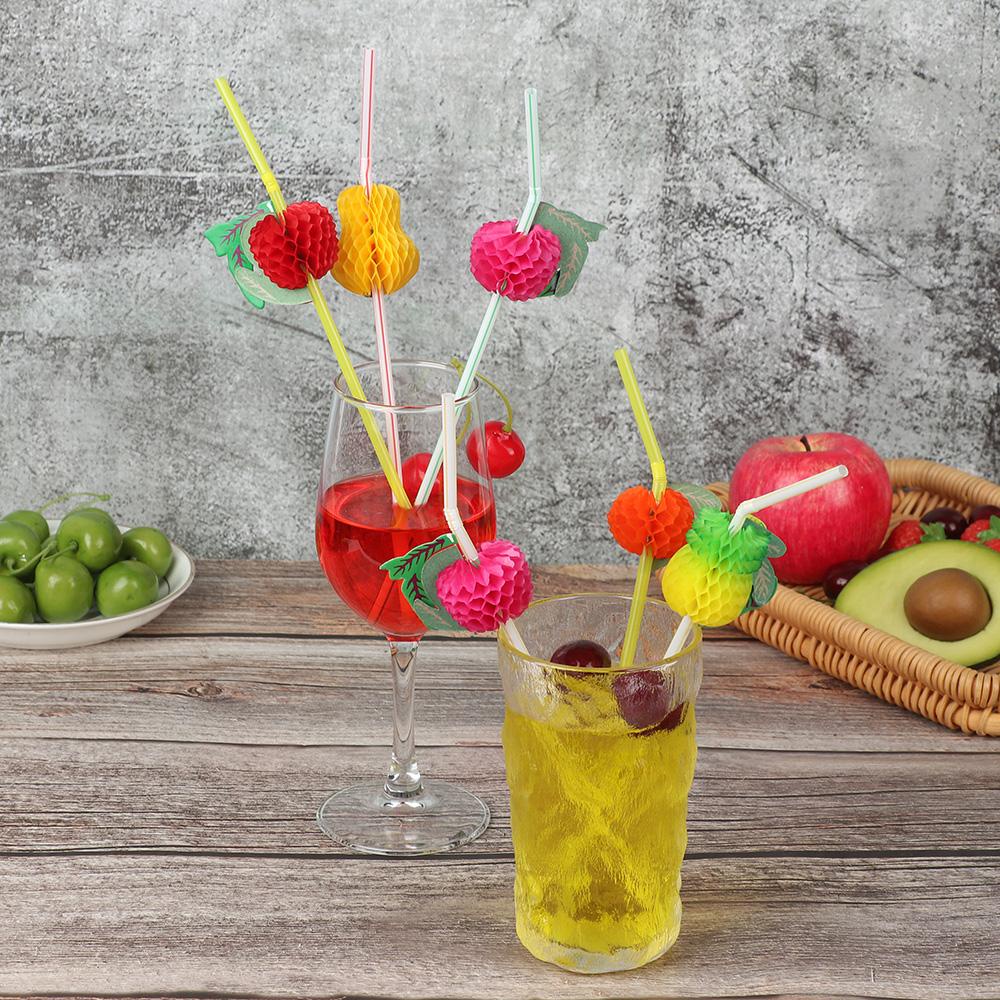 Populer 50pcs Sedotan Plastik Sekali Pakai Jus Buah Cocktail Bar Perlengkapan