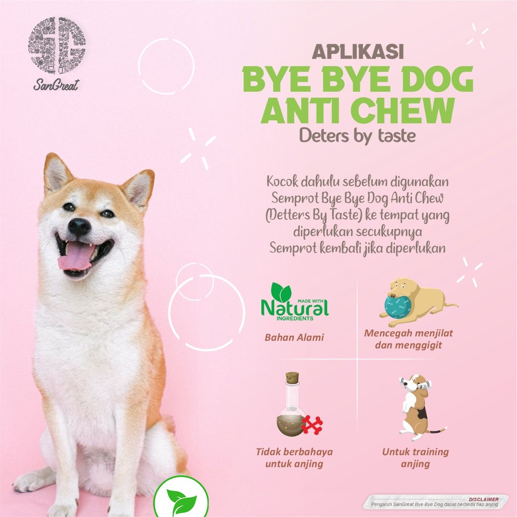 Bundling SanGreat Bye Bye Dog Repellent Bad Behaviour &amp; Anti Chew Spray 100 ml,Natural Ampuh Praktis