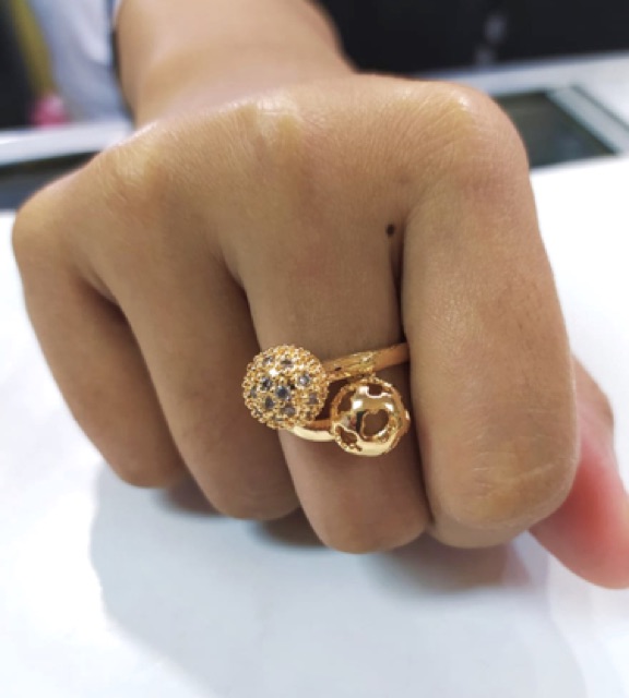 Cincin wanita //cincin pentol dua//perhiasan // cincin permata //cincin