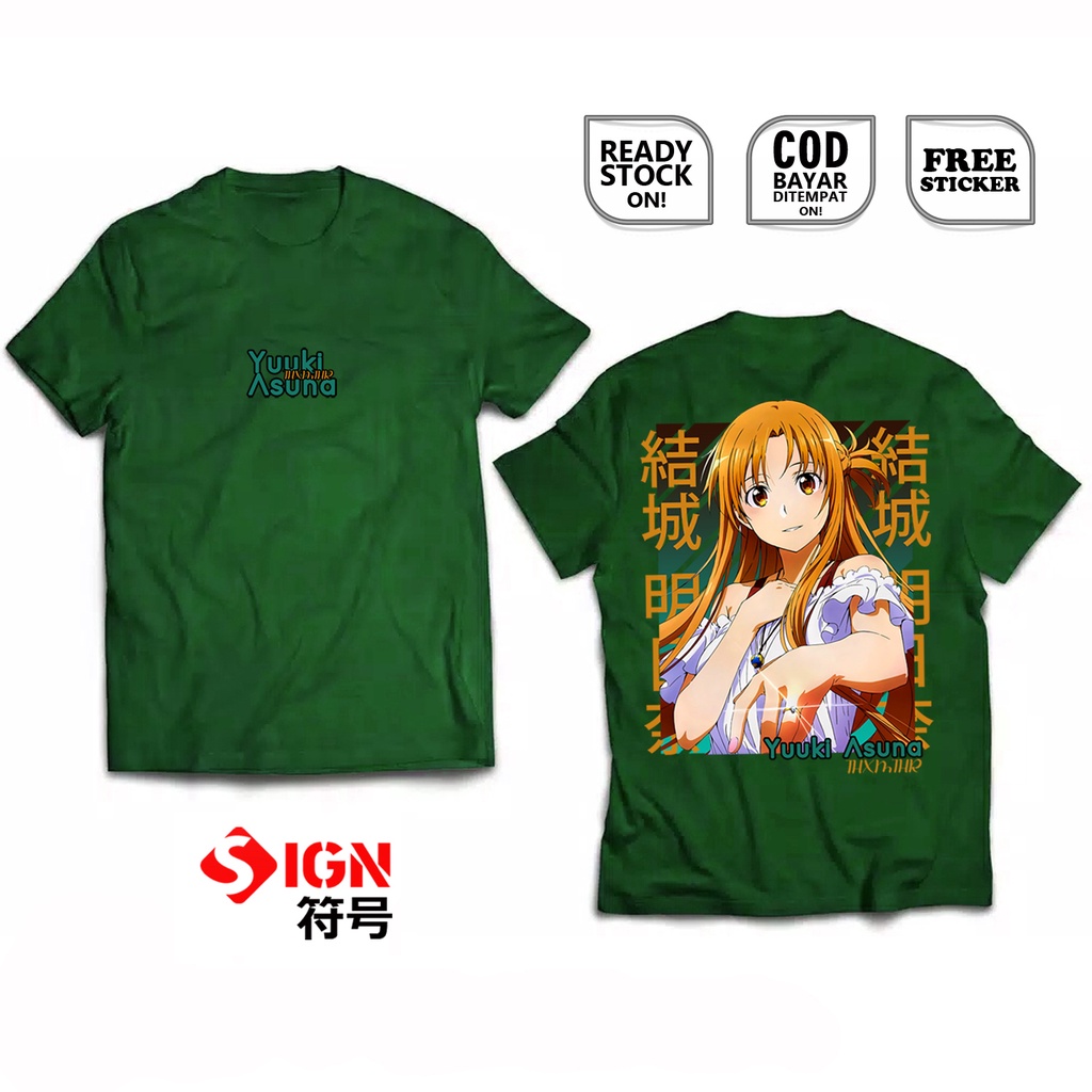 KAOS YUUKI ASUNA SWORD ART ONLINE TITANIA ERIKA WAIFU ANIME MANGA WIBU OTAKU KIRIGAYA KAZUTO ALICE ZUBERG KONNO EUGEO JAPAN CULTURE BAJU JEPANG COSPLAY JEJEPANGAN - SIGN CLOTH