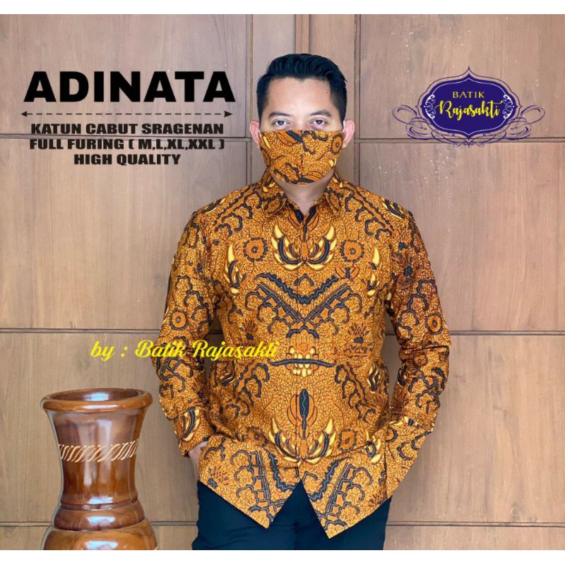 Adinata Kemeja Batik Pria Modern Asli Solo Atasan Batik by Raja Sakti