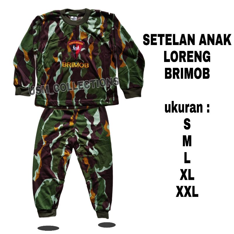 kaos anak loreng brimob - setelan anak loreng brimob - treaning anak