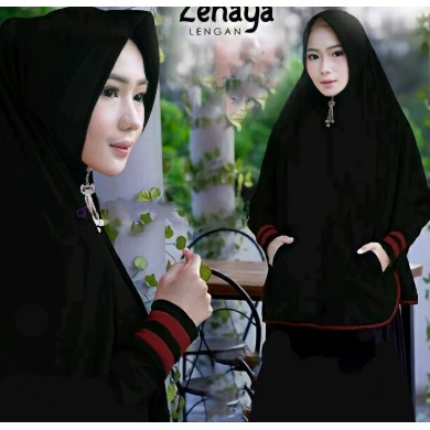 Jilbab Lengan Saku Zenaya Hijab Lengan Saku Dua Bergo Kerudung Tangan Panjang Jilbab Syari Berlengan
