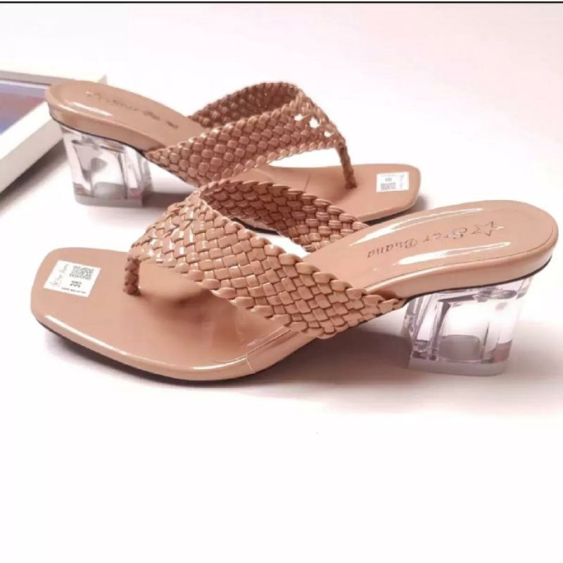 sandal heels wanita 5cm/motif eagle