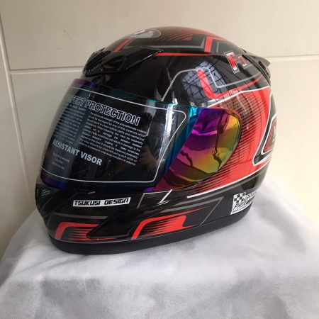 [Helm Fullface] Helm JPN fullface F3 hitam gloss stiker merah
