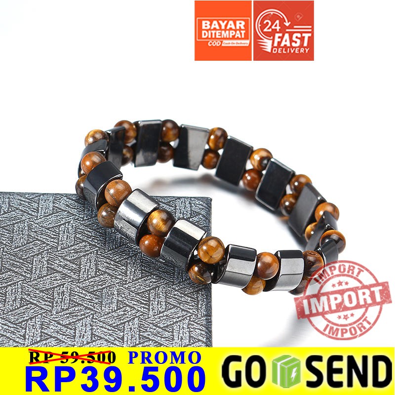 Gelang Kesehatan Bio Energi Anti Radiasi Tiger Eye Magnetic Germanium Korea Therapy Premium
