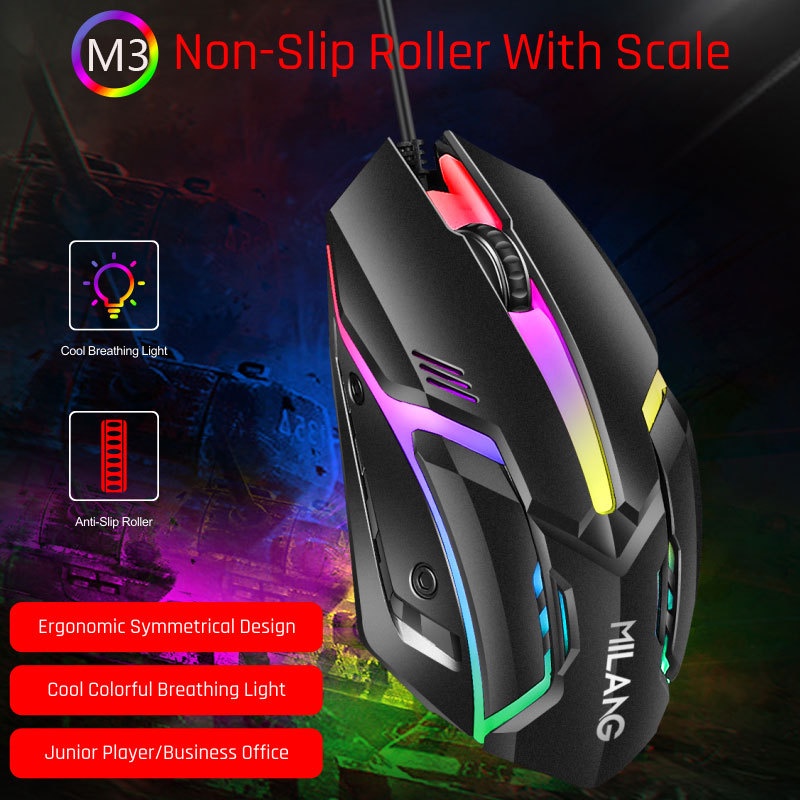 NEW MiWolf M3 Limit Blade Gaming Mouse Wired Milang LED RGB MURAH