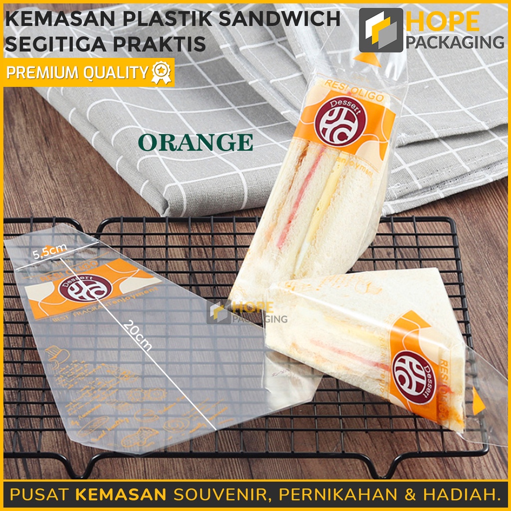 [Harga / 20 pcs] Kemasan Plastik Sandwich Segitiga Praktis / Plastik Roti Sandwich / Plastik Wrap Roti / Sandwich Bentuk Segitiga
