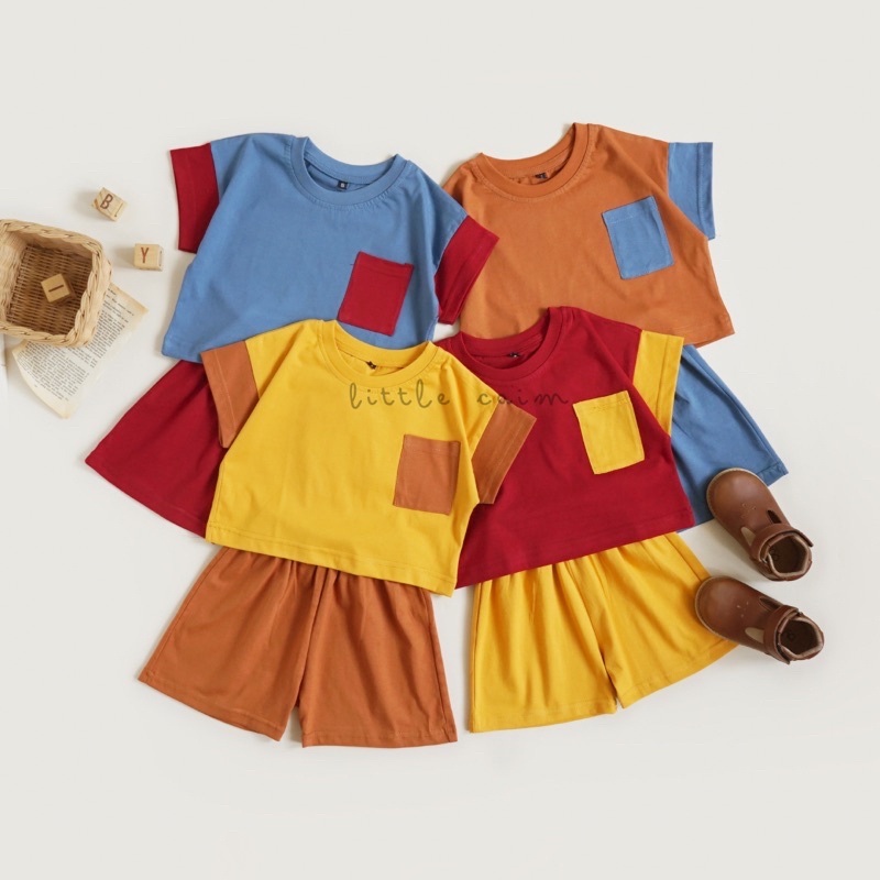 LITTLECAIM - GULA HULA SQUARE SET ( setelan baju anak unisex )