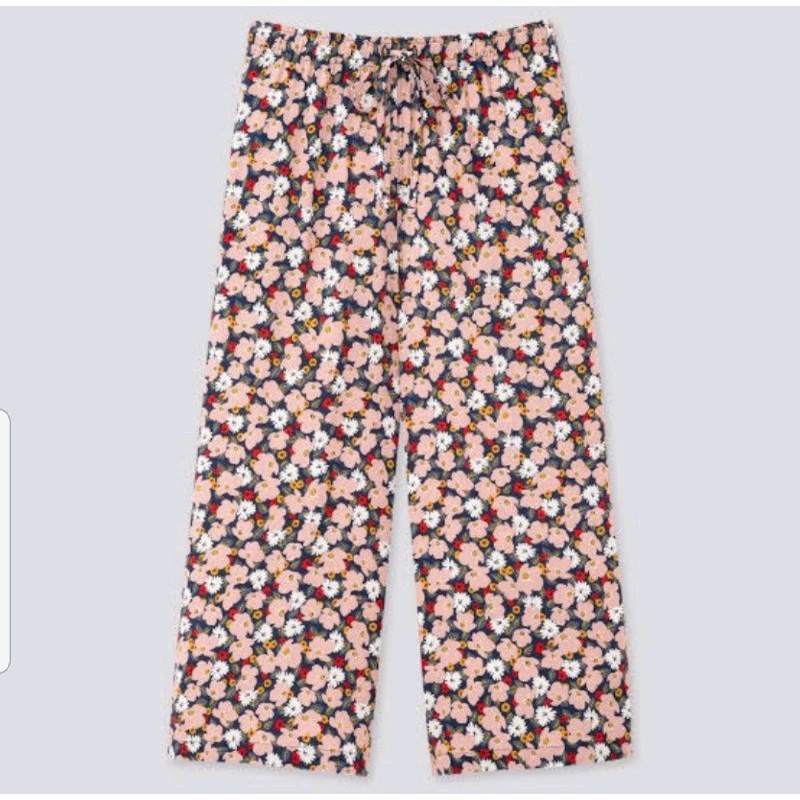 Branded Original Uniqlo 7/8 Celana Kulot Pants Pink Flower (Sisa Export)
