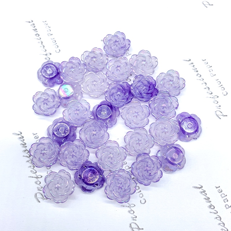 50pcs / lot Manik-Manik Bunga Lubang Ganda Bahan Akrilik Ukuran 14mm Untuk Membuat Perhiasan DIY