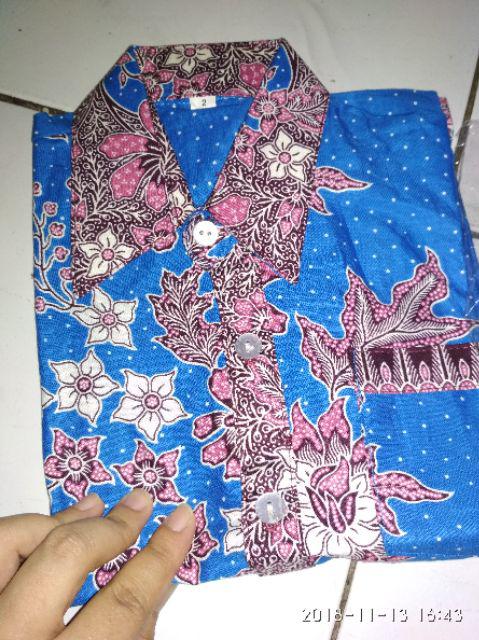 Kemeja Anak 035 080 193 Batik Hem Atasan Anak Laki Laki Kembang Putih Seragam Keluarga Katun