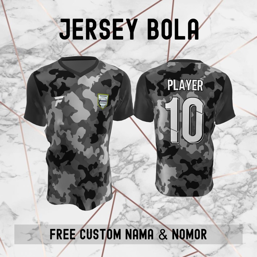 Jersey Perseman Manokwari Loreng Abu Klub Bola Baju Kaos Custom Nama dan Nomor Punggung - 670