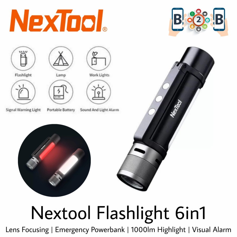 Nextool Outdoor 6in1 Thunder Flashlight Powerbank Senter Visual Alarm