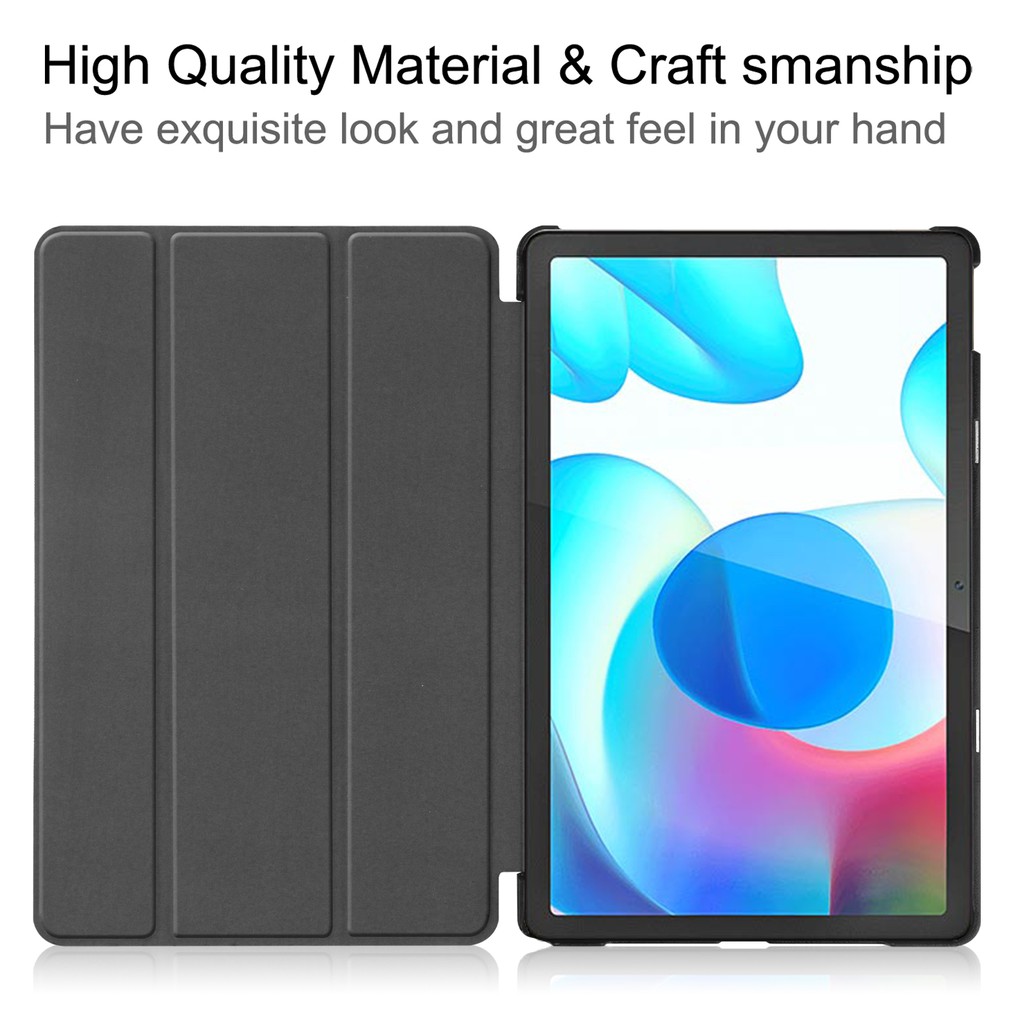 [Ready Tempat] Untuk OPPO Realme Pad 10.4 &quot;2021 RMP2102 RMP2103 10.4 inch Tablet Perlindungan Case Tri-Fold Warna Solid Fashion Dicat Flip Leather Cover Fold Stand