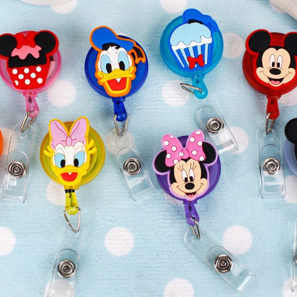 Lanfy Retractable Badge Reel Siswa Perlengkapan Kantor Name Tag Perawat Dokter Card Holder Mickey Minnie Name Card Holder