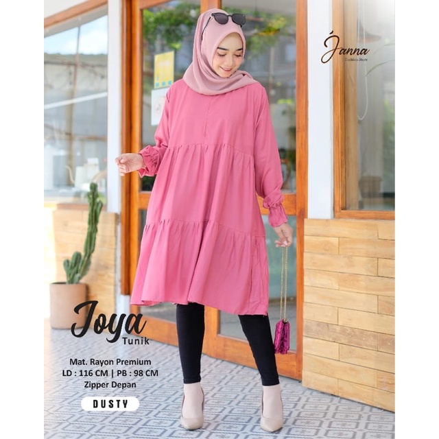 NEW JOYA TUNIK LD116 MAT RAYON PREMIUM HQ BUSUI ZIPER DEPAN ORIGINAL JANNA