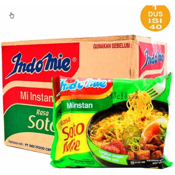 

Indomie Mie Instant Rasa Soto Mie 1 Karton Isi 40 Mie