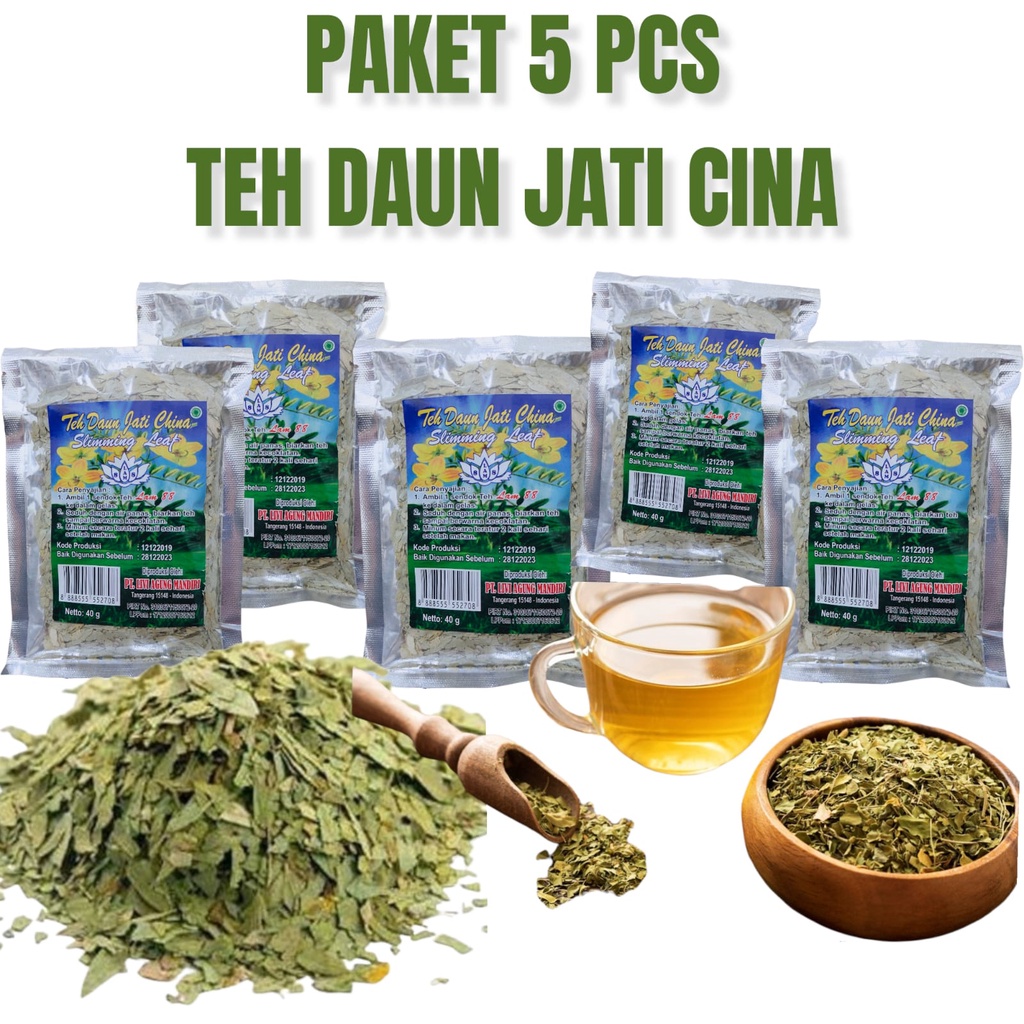 

PAKET ISI 5 PCS | TEH PELUNTUR LEMAK | DAUN JATI CINA PELANGSING | TEH DAUN JATI CINA 40gr | TEH PELANGSING SLIMMING LEAF