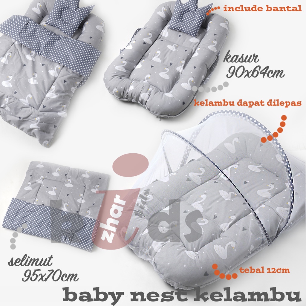 PAKET kasur bayi kelambu baby nest + selimut bed cover bayi FREE BANTAL PEYANG CROWN!