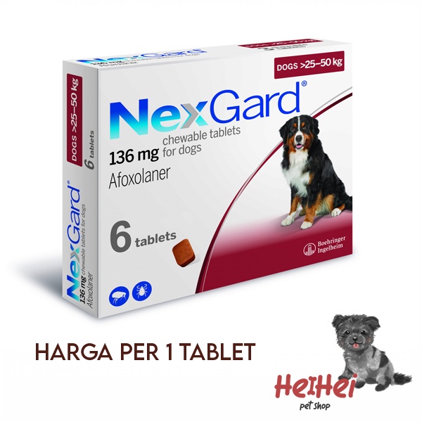 Nexgard Original Obat Kutu Anjing &amp; Demodex Ampuh Size XL (25-50 kg) Per 1 pcs