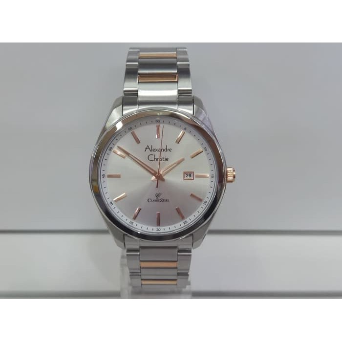 Jam Tangan Pria Alexandre Christie AC8591MD Classic Silver Rosegold