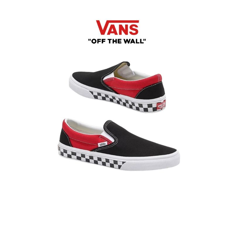 Vans Slip On Bmx Checkerboard Black Red Original