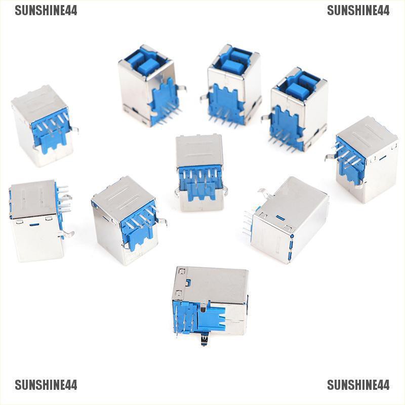 (SUNSHINE44) 10pcs Konektor Plug jack USB 3.0 Tipe B Female Sudut Kanan AF