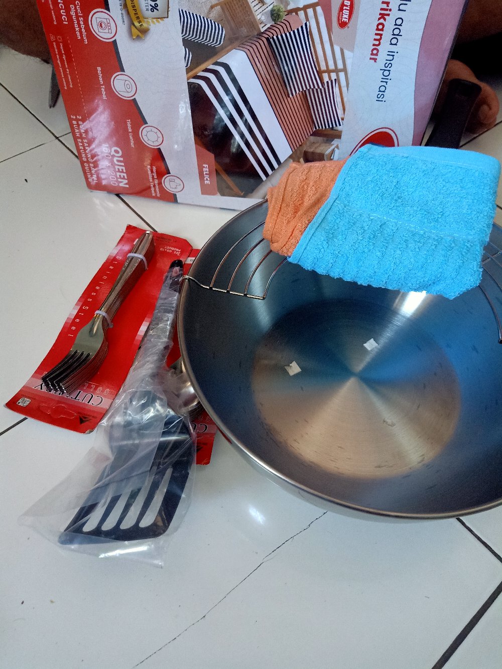 Maspion Panda Aster Stirfry Wajan Penggorengan 26cm + Tempura Rack Dan Spatula
